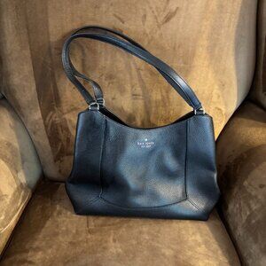 Kate Spade Black Leather Pebble Triple Compartment Shoulder Bag